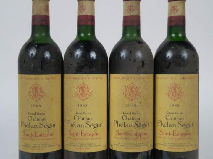 4 BOUTEILLES CHÂTEAU PHELAN SEGUR ST ESTEPHE - 1988 - 3 LB/1 HEP/ES