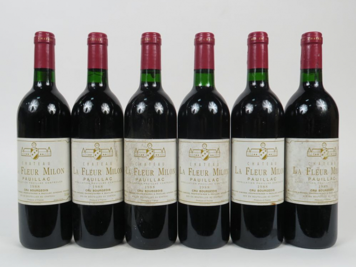 6 BOUTEILLES CHÂTEAU LA FLEUR MILON CB PAUILLAC - 1988 - 1 BG/4 ET