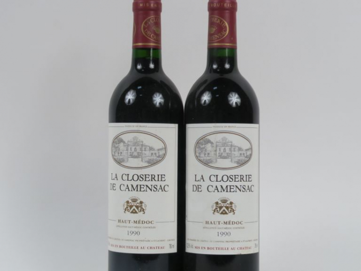 2 BOUTEILLES LA CLOSERIE DE CAMENSAC HAUT MÉDOC - 1990