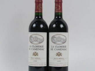 Vente aux enchères 2 BOUTEILLES LA CLOSERIE DE CAMENSAC HAUT MÉDOC - 1990