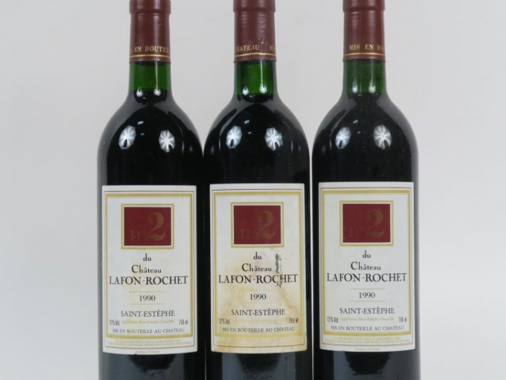 3 BOUTEILLES N°2 DE LAFON ROCHET ST ESTEPHE - 1990 - BG