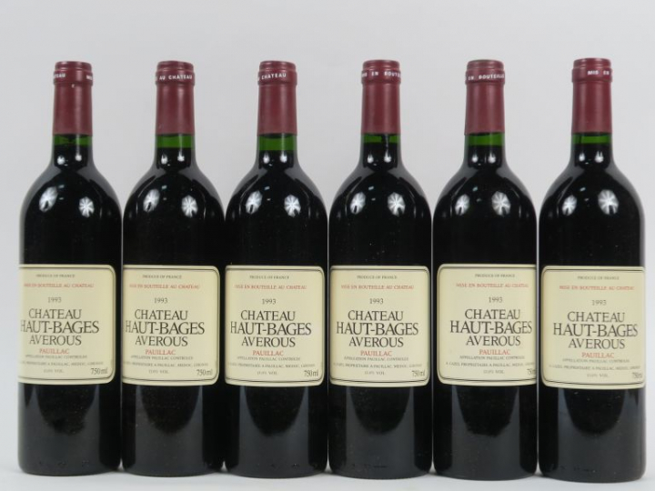 6 BOUTEILLES CHÂTEAU HAUT BAGES AVEROUS GCC PAUILLAC - 1993