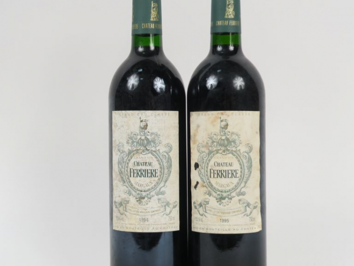 2 BOUTEILLES CHÂTEAU FERRIERE GCC MARGAUX : 1 de 1994/1 de 1995/ELA