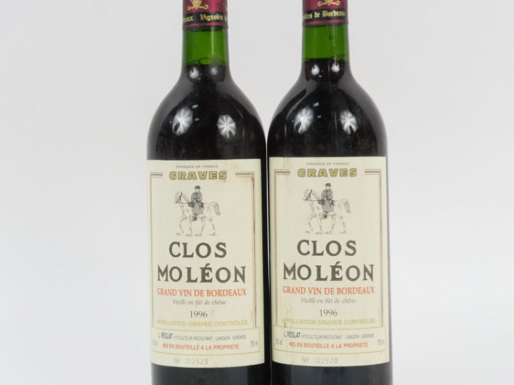 2 BOUTEILLES CLOS MOLEON GRAVES  - 1996