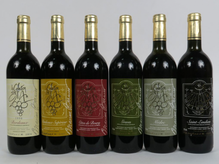 6 BOUTEILLES BORDEAUX ROUGE COLLECTION DE L'AN - 2000 - CBO
