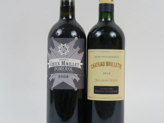 Vente aux enchères 2 BOUTEILLES : 1 CHÂTEAU VIEUX MAILLET POMEROL 2008 - 1 CHÂTEAU BRILET