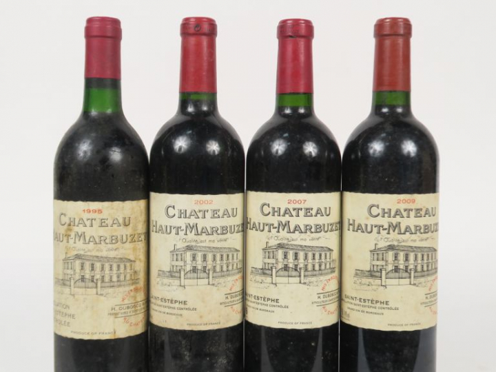 4 BOUTEILLES CHÂTEAU HAUT MARBUZET ST ESTEPHE - 1 DE 1995/1 DE 2002/1 