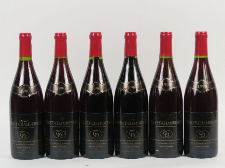 6 BOUTEILLES GEVREY CHAMBERTIN DANIEL GALLOIS - 1990