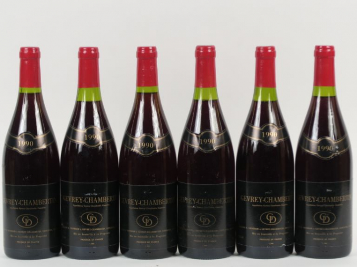 6 BOUTEILLES GEVREY CHAMBERTIN DANIEL GALLOIS - 1990