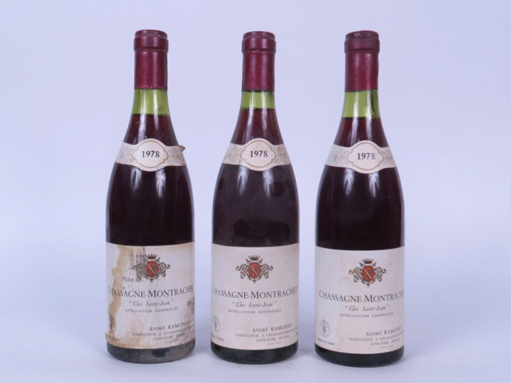 3 BOUTEILLES CHASSAGNE MONTRACHET 'CLOS SAINT JEAN' RAMONET - 1978 - 2