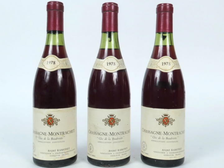 3 BOUTEILLES CHASSAGNE MONTRACHET 'CLOS DE BOUDRIOTTE' RAMONET - 1978 