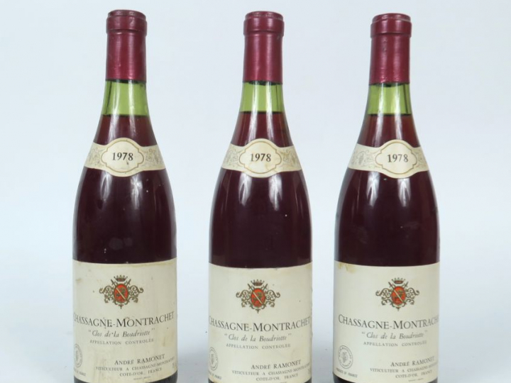3 BOUTEILLES CHASSAGNE MONTRACHET 'CLOS DE BOUDRIOTTE' RAMONET - 1978 