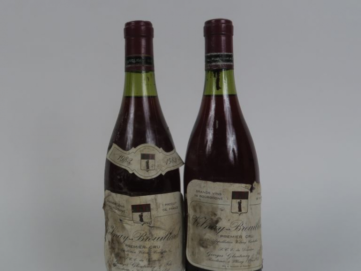 2 BOUTEILLES VOLNAY 1er CRU 'LES BROUILLARDS' GEORGES GLANTENAY - 1983