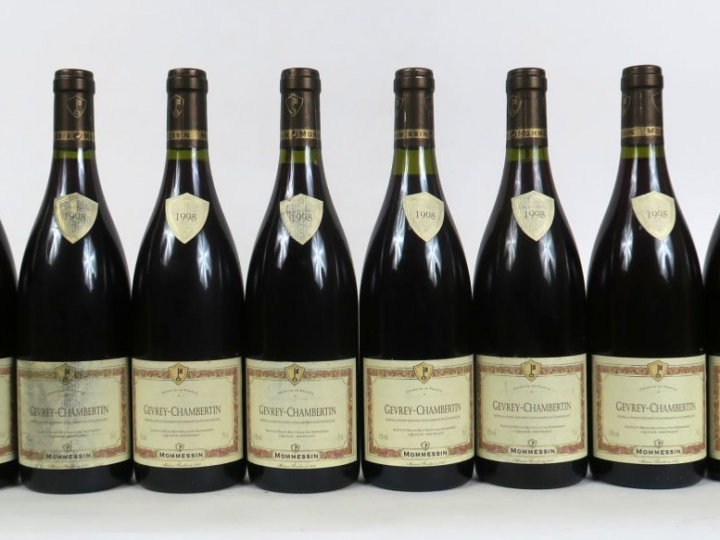 8 BOUTEILLES GEVREY CHAMBERTIN MOMMESSIN - 1998 - 1 à 2 CM/1 ES