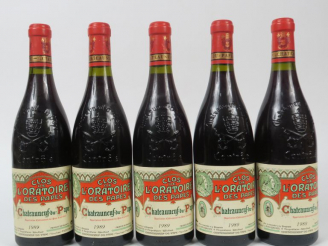Vente aux enchères 5 BOUTEILLES CHÂTEAUNEUF DU PAPE CLOS DE L'ORATOIRE - 1989