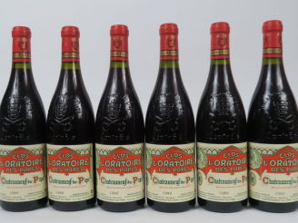 Vente aux enchères 6 BOUTEILLES CHÂTEAUNEUF DU PAPE CLOS DE L'ORATOIRE - 1989 