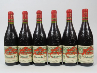 Vente aux enchères 6 BOUTEILLES CHÂTEAUNEUF DU PAPE CLOS DE L'ORATOIRE - 1989 