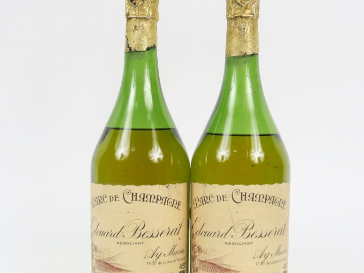 2 BOUTEILLES MARC DE CHAMPAGNE EDOUARD BESSERAT 45° - NIVEAUX BAS