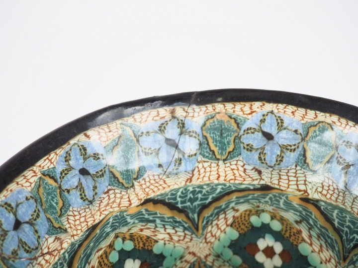 GERBINO.  Vase cornet en céramique polychrome de Vallauris H. 34,5 cm 