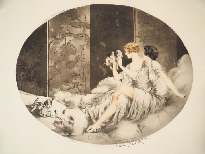 Louis ICART. Eau forte en couleurs, contresignée Dim. 43 x 53 cm