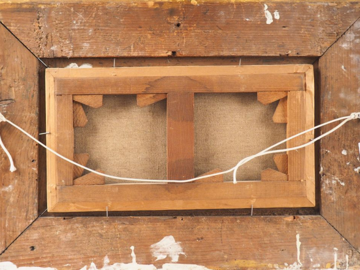 E . ISABEY (attribué à). "côte rocheuse sous l'orage". Huile sur toile