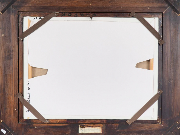 Bernard LOUEDIN. "Cité flotttante" Huile sur toile, signée en bas à dr