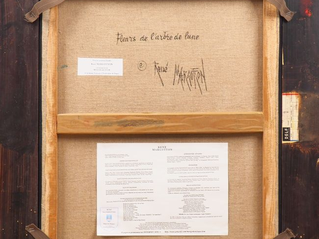 René MARGOTTON. "Les fleurs du petit mas" Huile sur toile, signée en b