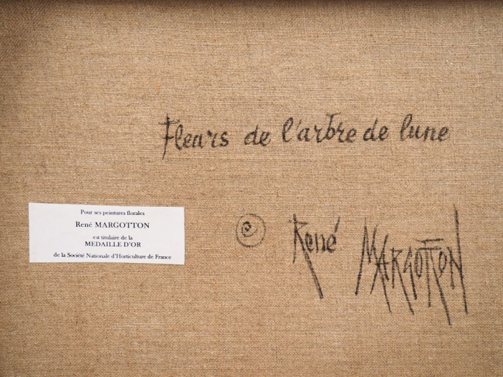 René MARGOTTON. "Les fleurs du petit mas" Huile sur toile, signée en b