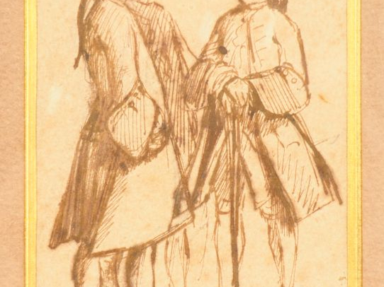 MEISSONNIER. (attribué à). "gentilhommes" Dessin à la plume