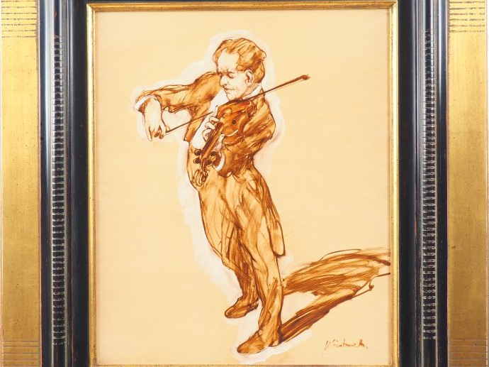 WEISBUCH. "le violoniste". Huile sur toile, signée