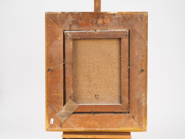 Ecole française fin XIXème  "paysanne et sa vache devant une maison de