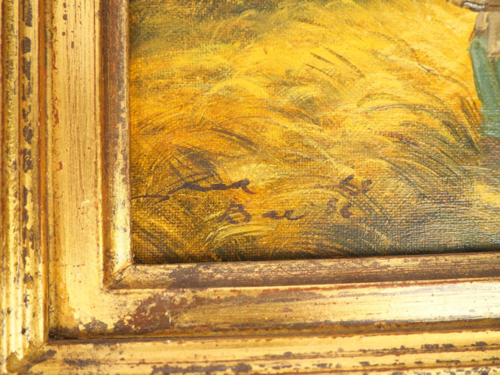 Indochine, vers 1930, Deux huiles sur toile représentant une scène de 