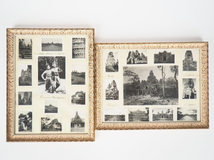 Cambodge, 1950,  Deux cadres comprenant 23 photos en noir et blanc tit