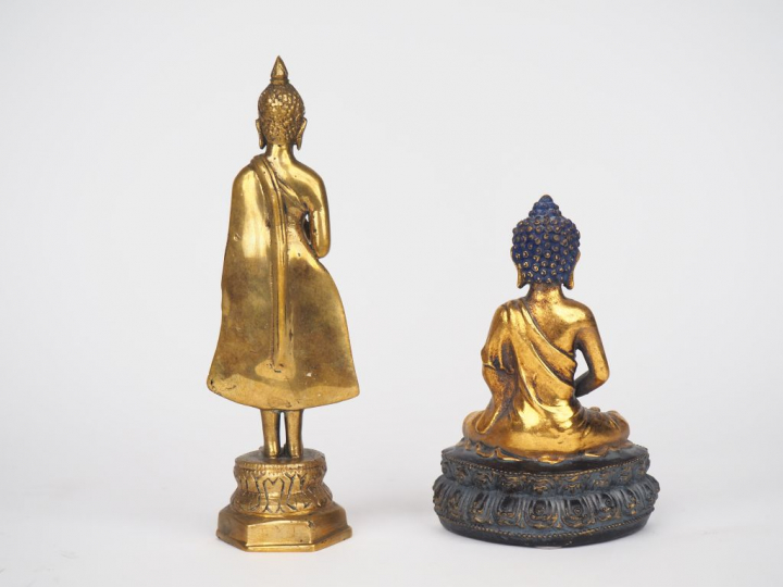 Tibet et Siam, XXe siècle,  Deux bouddha dont l'un du Siam en bronze d