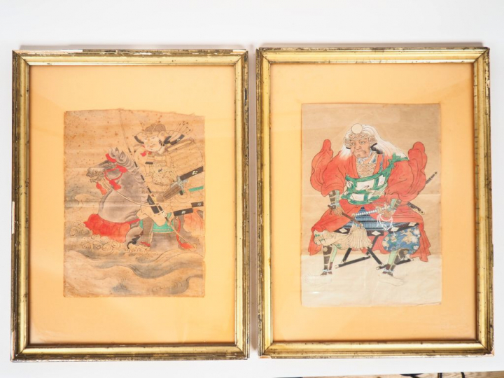 Japon, période Taisho Deux encres et couleurs sur papier représentant 