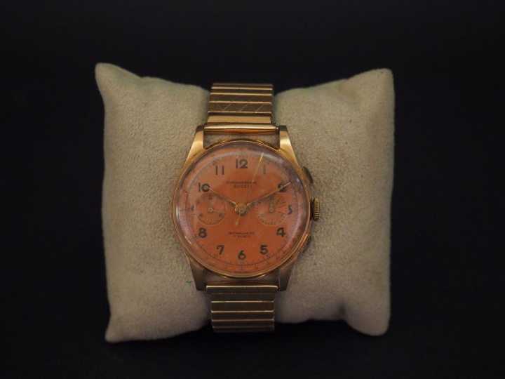 CHRONOGRAPHE Suisse, Antimagnetic Montre bracelet d'homme, boitier en 