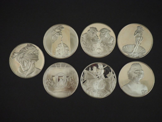 Vente aux enchères Ensemble comprenant sept différentes médailles de collection en argent