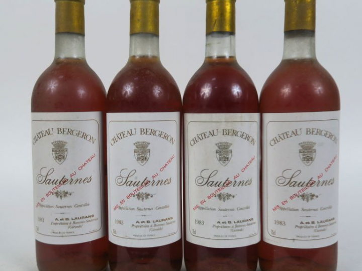 4 BOUTEILLES CHÂTEAU BERGERON SAUTERNES - 1983