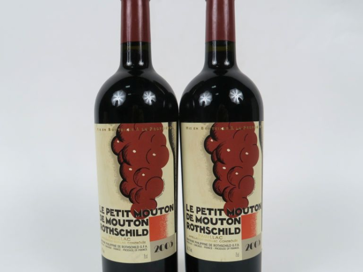2 BOUTEILLES LE PETIT MOUTON DE MOUTON ROTHSCHILD PAUILLAC - 2005