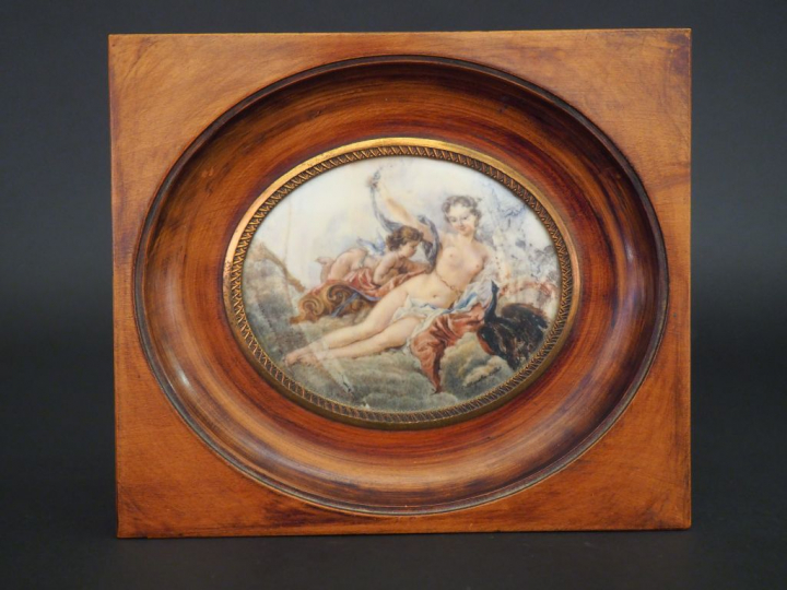 C. BLANCHE-DILLOT.  Miniature de style Louis XVI "allégorie". Signée e