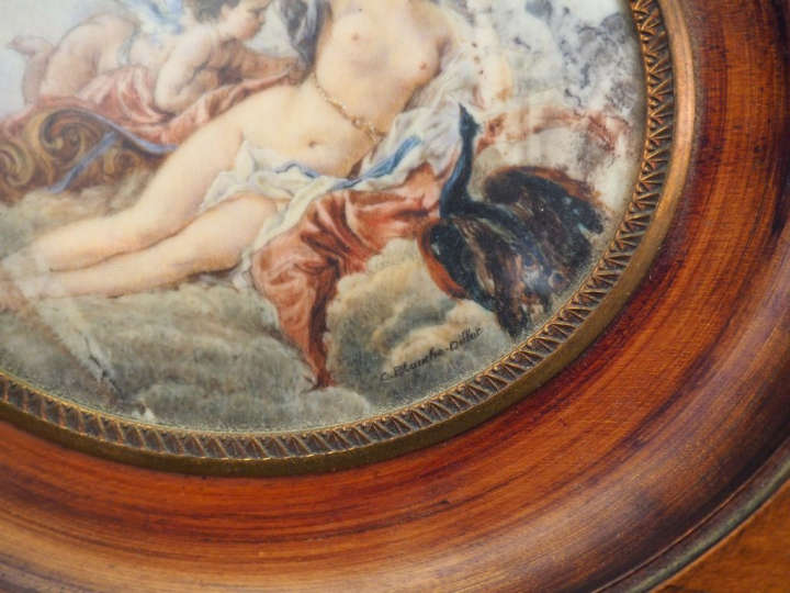 C. BLANCHE-DILLOT.  Miniature de style Louis XVI "allégorie". Signée e