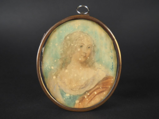 Vente aux enchères Miniature de style Louis XV « portrait de jeune fille ». Aquarelle, si