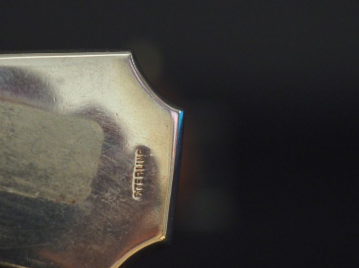 Petit flacon à sels en argent anglais et verre églomisé à décor feuill