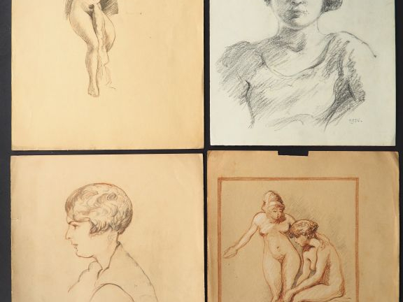 Petit recueil de dessins comprenant 6 études ou portraits.