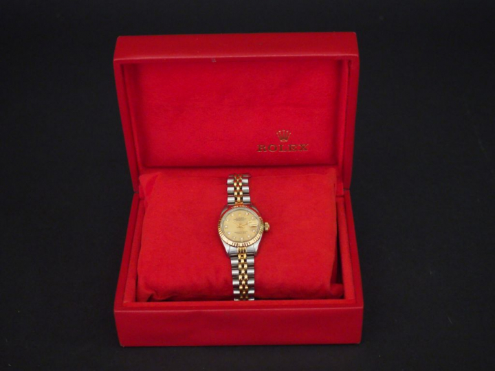 ROLEX,  Oyster Perpetual Date Just. Ref. 69173 No. E705919 Montre brac