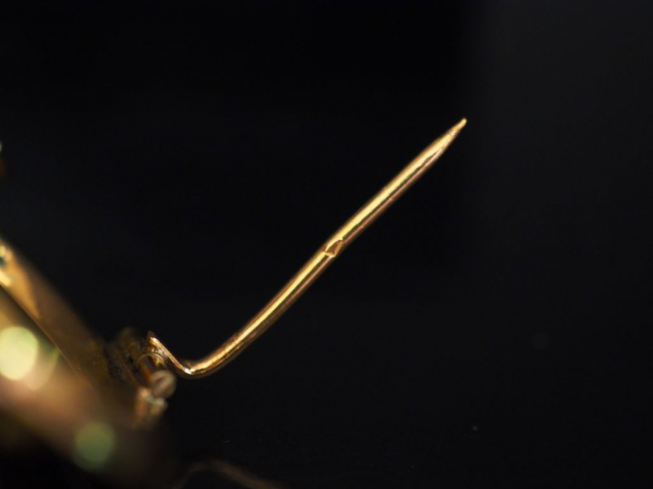 Broche Napoléon III en or jaune, à décor ajouré de branchage fleuri et