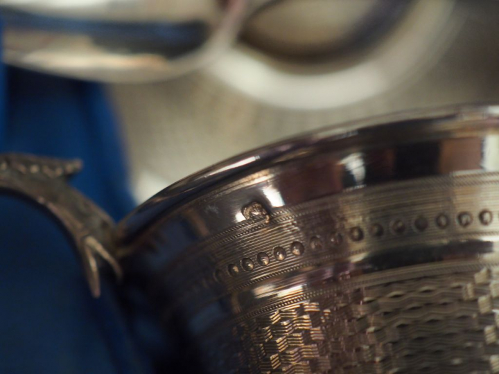 Tasse, sous-tasse et sa cuillère Napoléon III en argent, poinçon Miner