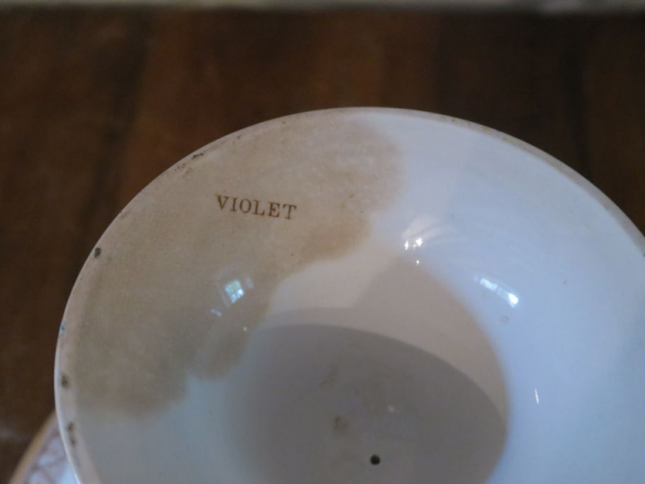 Grande coupe sur pied en faience polychrome à décor de fleurs et de li