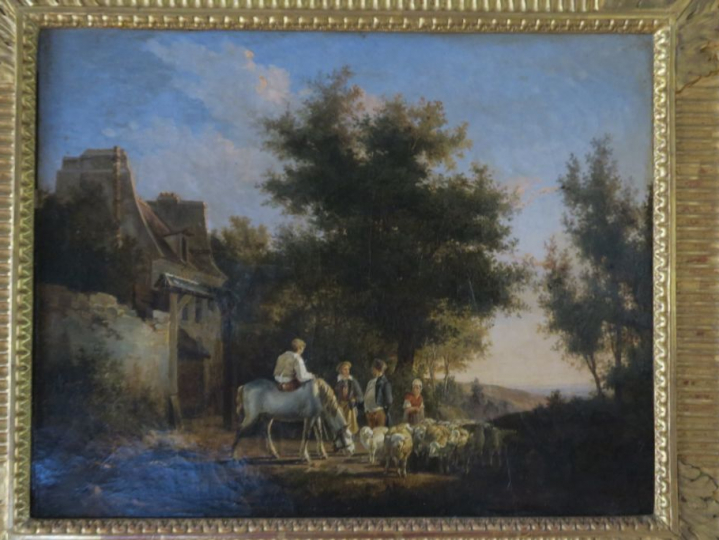 Léopold LE PRINCE. "scène pastorale" Huile sur toile signée en bas à g