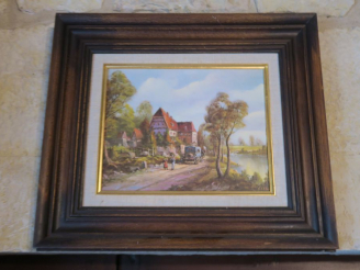 Vente aux enchères Chromo "la charrette près de la rivière". Chromo d'après Werner dans s